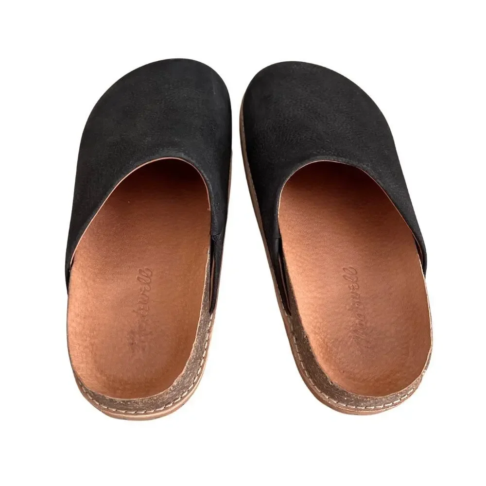Madewell Layne Black Leather Slip On Clog Mules 6